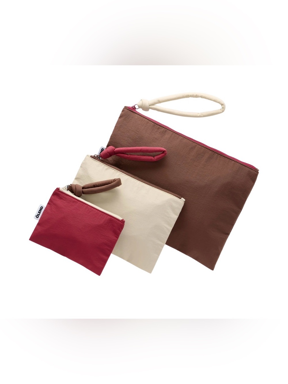 Pouch Set ÖLEND Padded Brown + Sand + Cherry red